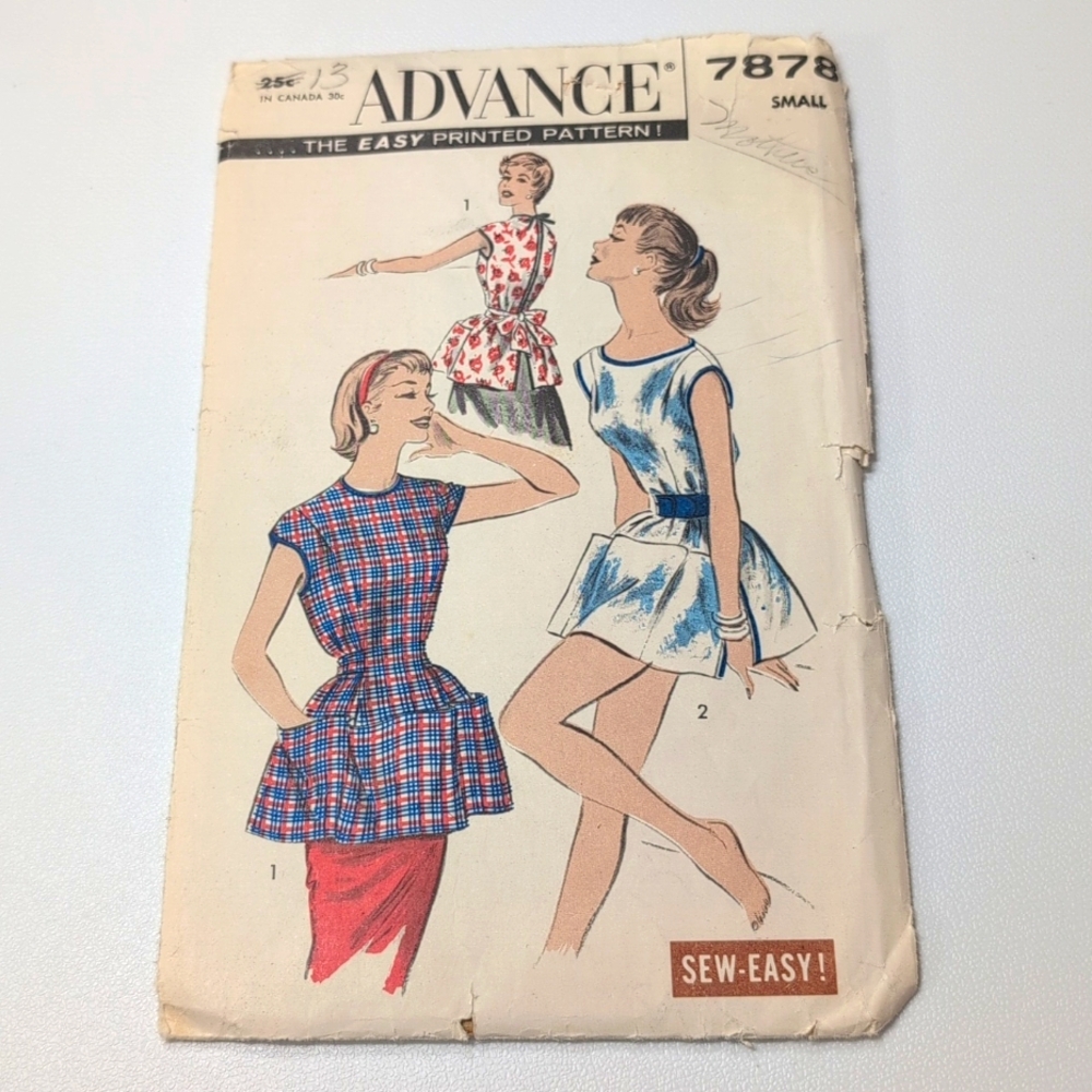 Vintage Advance Cobbler Apron or Poncho printed pattern  7878. Small.